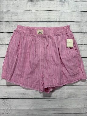 NWT Free People Pink Pinstripe Elastic Waist Shorts